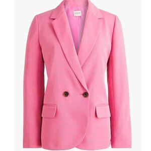 J Crew Women's Plus Size Drapey Twill Double Breasted Pink Blaze Lined Pink Coat